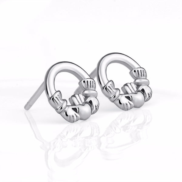 925 Sterling Silber Round Claddagh Stud Women S Ohrringe