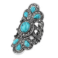 Blauer Stein Und Schwarzer Kristall  Pfau  Ring Für Frauen