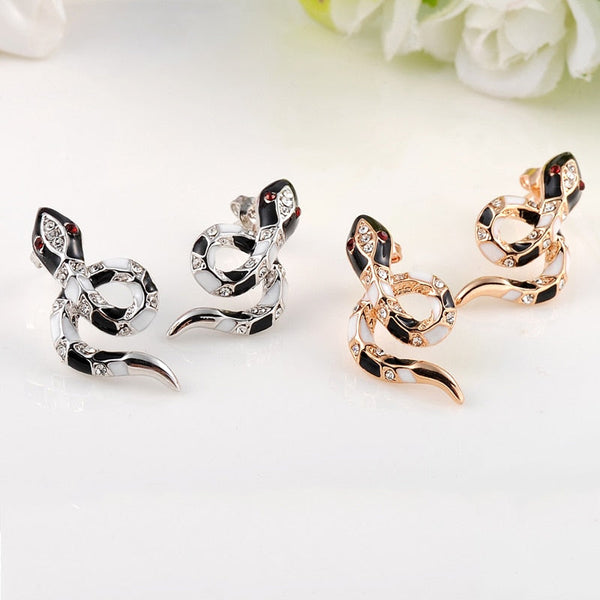 Multikolenschlange Mit Österreichischen Kristall  Und Kubikzirkonias  Bolzenohrringen