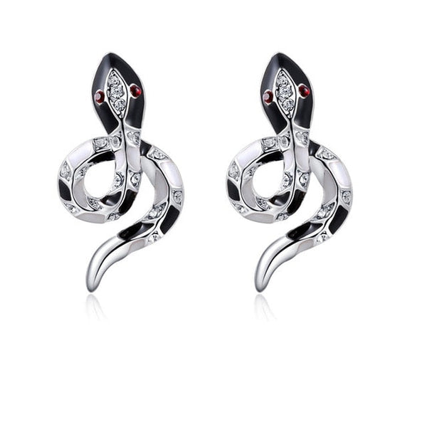 Multikolenschlange Mit Österreichischen Kristall  Und Kubikzirkonias  Bolzenohrringen