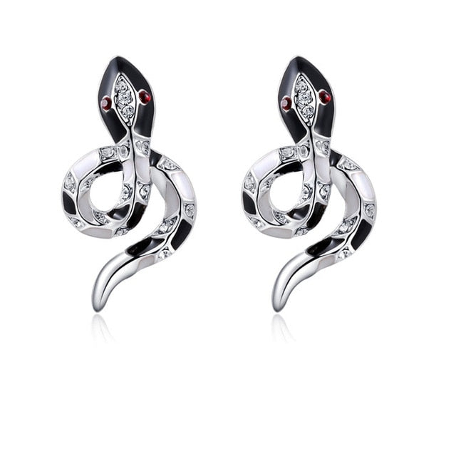 Multikolenschlange Mit Österreichischen Kristall  Und Kubikzirkonias  Bolzenohrringen