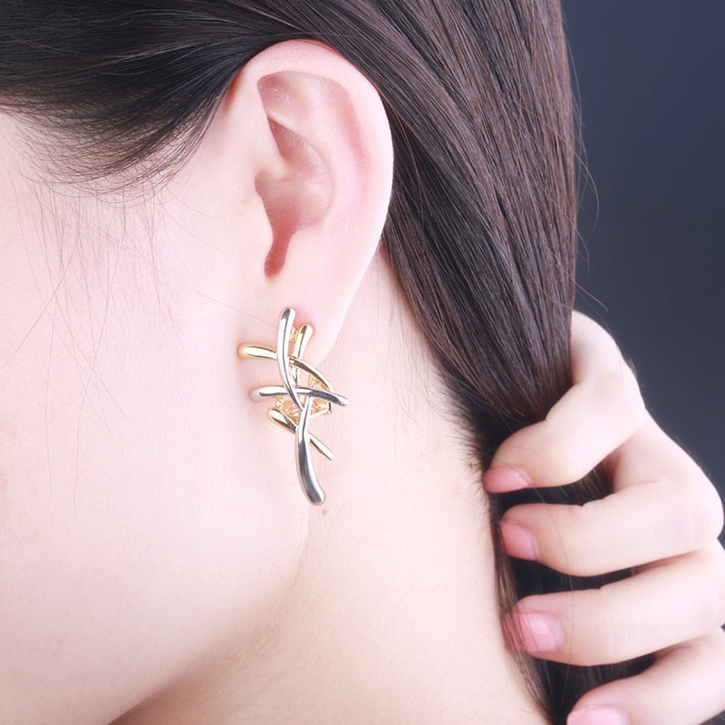 Chavri S Silber Und Gold Statement Ohrringe