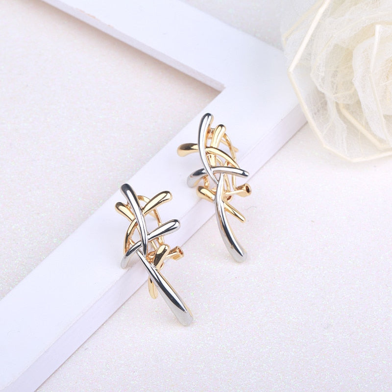 Chavri S Silber Und Gold Statement Ohrringe