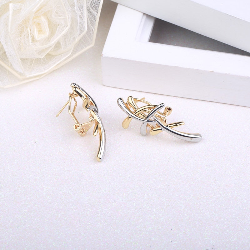 Chavri S Silber Und Gold Statement Ohrringe