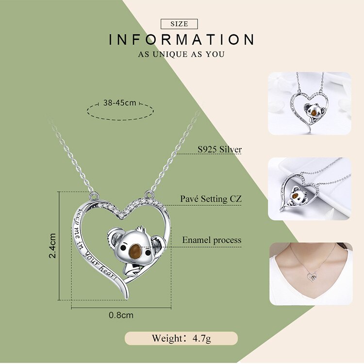 925 Sterling Silber Koala Anhängerkette Für Frauen