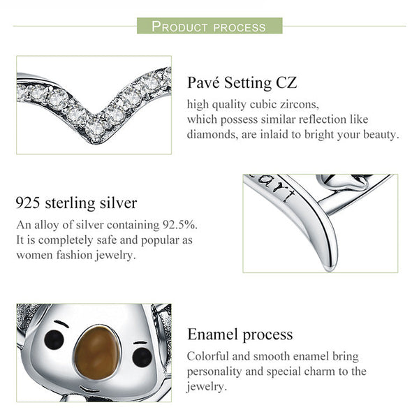 925 Sterling Silber Koala Anhängerkette Für Frauen