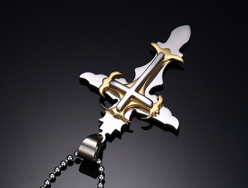 Multi  Layer  Gold Silberkreuz  Anhänger Halskette