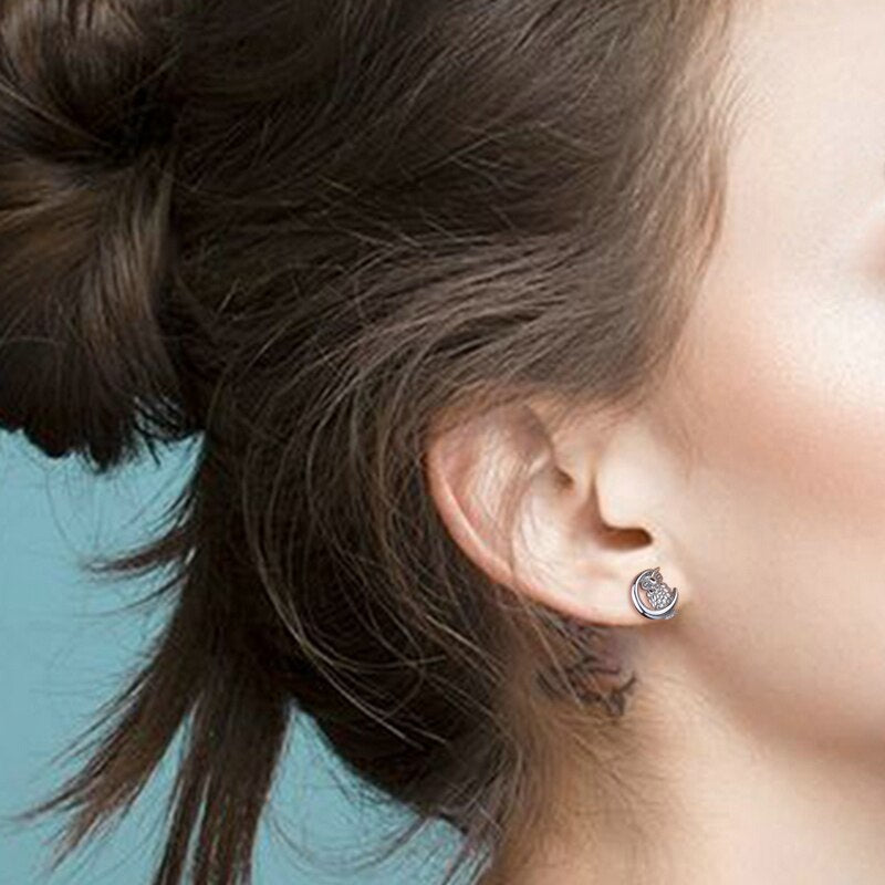 925 Sterling Silver Owl Stud Ohrring Frauen Schmuck