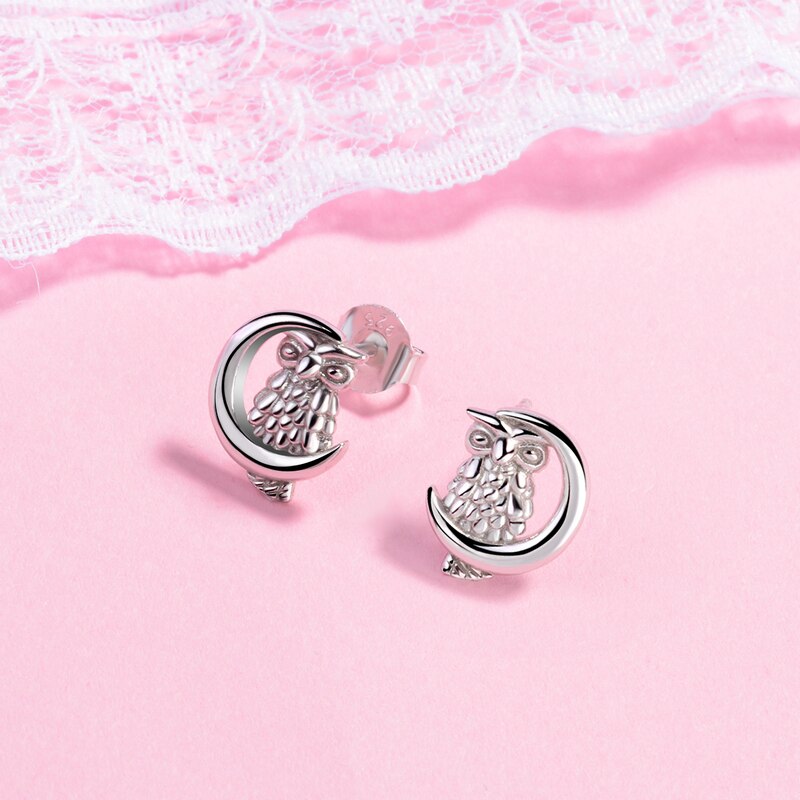 925 Sterling Silver Owl Stud Ohrring Frauen Schmuck