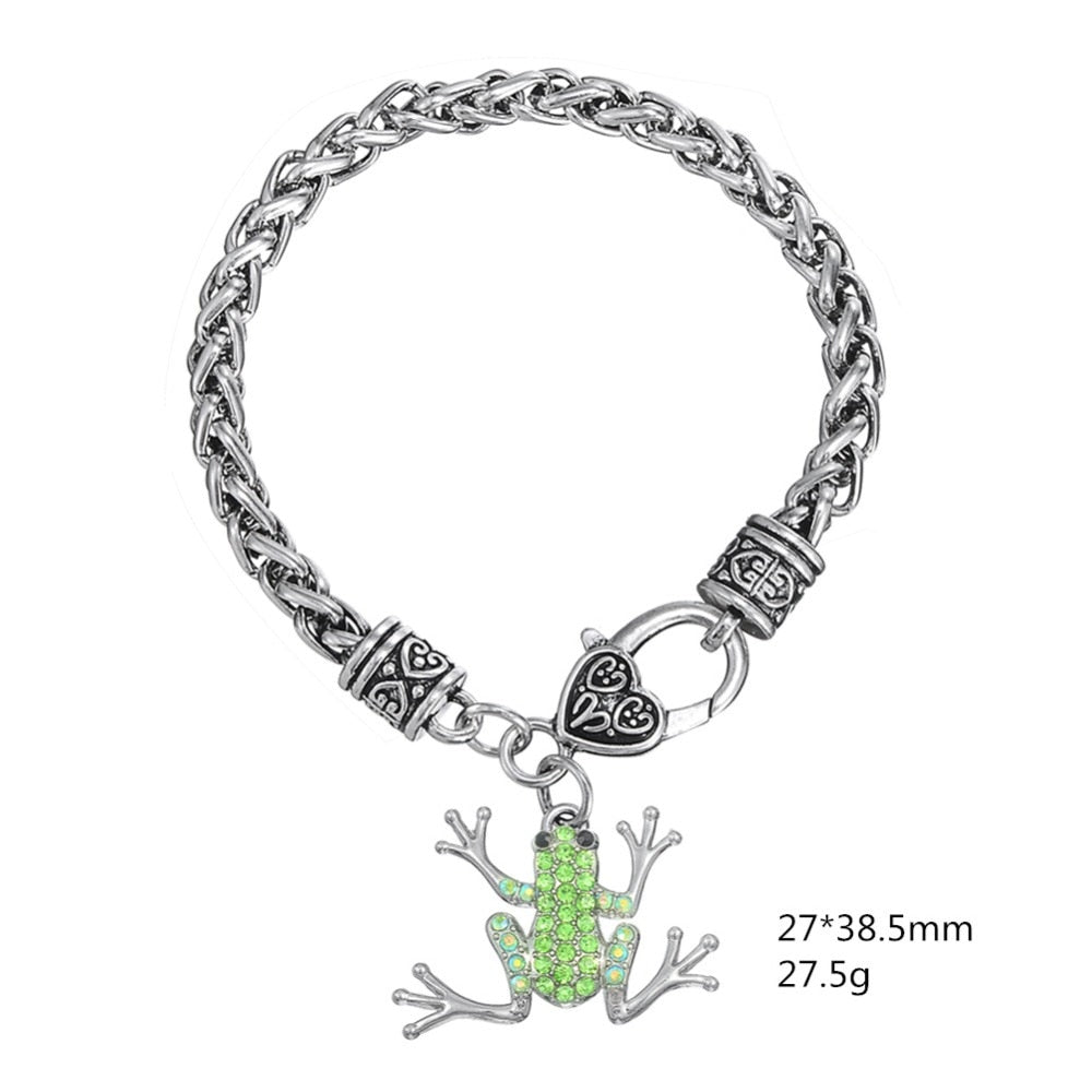 Helles Grünes Kristallfrosch Baumelnde Armband Für Frauen
