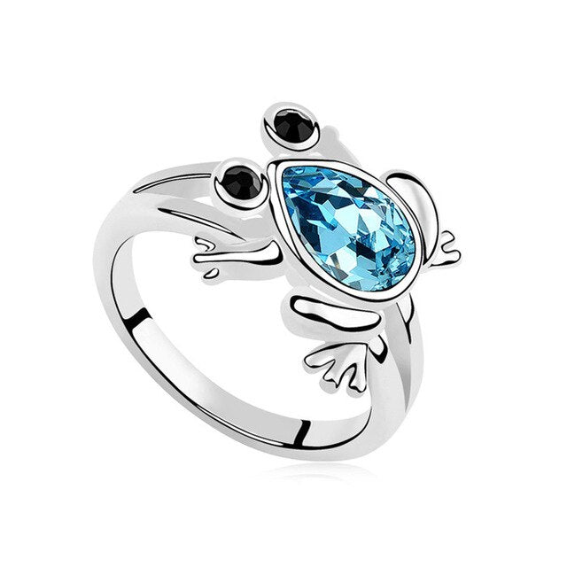 Silberring Österreichischer Kristallfrosch Frauen Schmuck