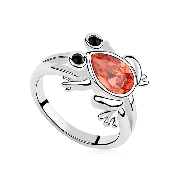 Silberring Österreichischer Kristallfrosch Frauen Schmuck