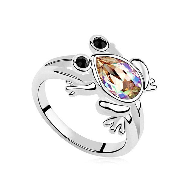 Silberring Österreichischer Kristallfrosch Frauen Schmuck