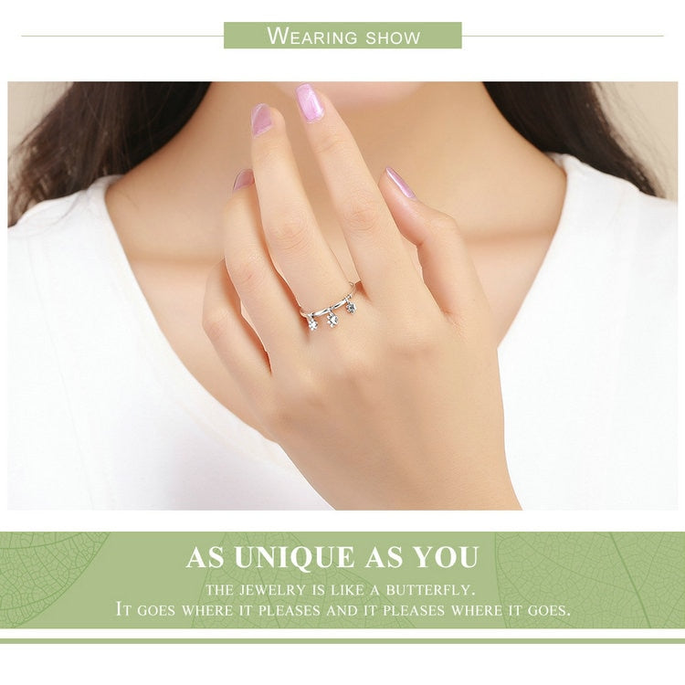 925 Sterling Silber Drei Pfotendrucke Frauen Klingeln