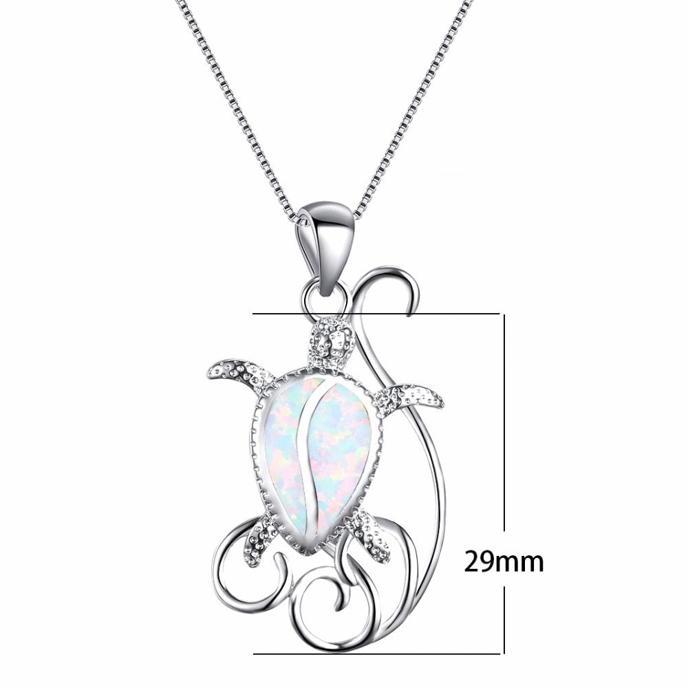 925 Sterling Silber Opal Turtles Charme Anhänger Halskette Frauen S Schmuck