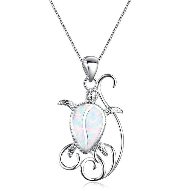 925 Sterling Silber Opal Turtles Charme Anhänger Halskette Frauen S Schmuck
