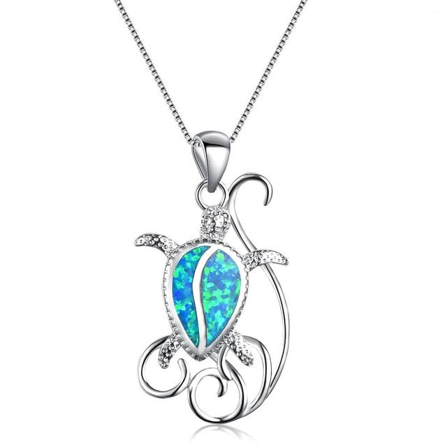 925 Sterling Silber Opal Turtles Charme Anhänger Halskette Frauen S Schmuck