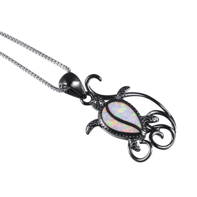 925 Sterling Silber Opal Turtles Charme Anhänger Halskette Frauen S Schmuck