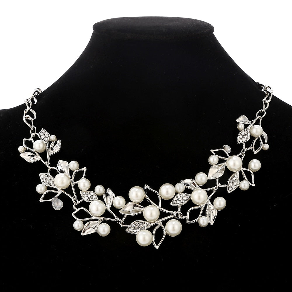 Perlenkette Mode Halskette Ohrringe Schmuckset