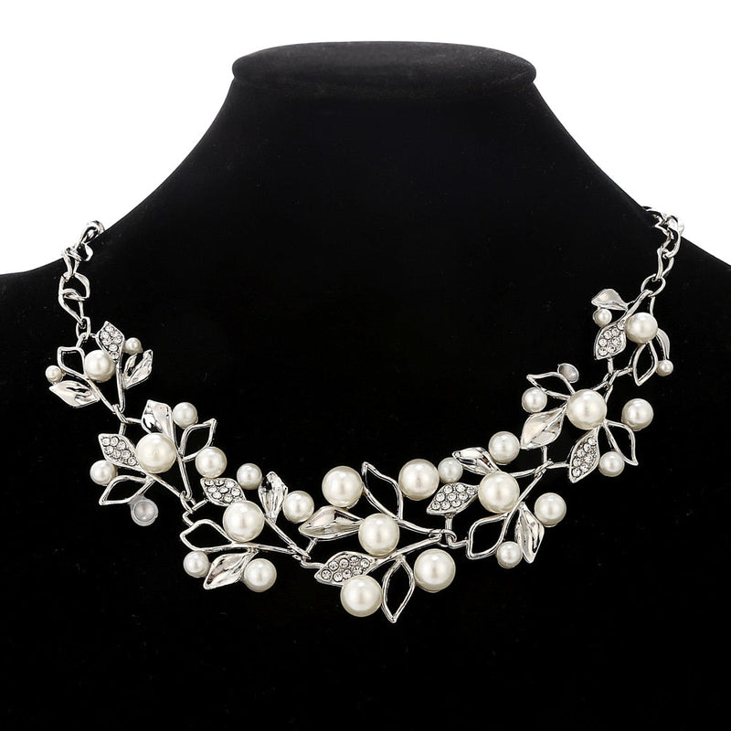 Perlenkette Mode Halskette Ohrringe Schmuckset