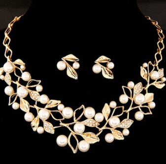 Perlenkette Mode Halskette Ohrringe Schmuckset