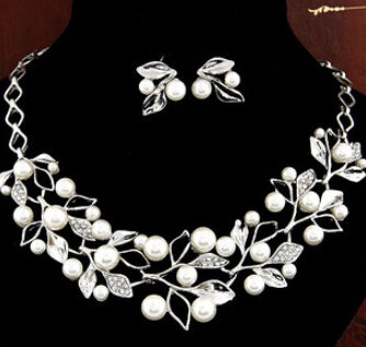 Perlenkette Mode Halskette Ohrringe Schmuckset