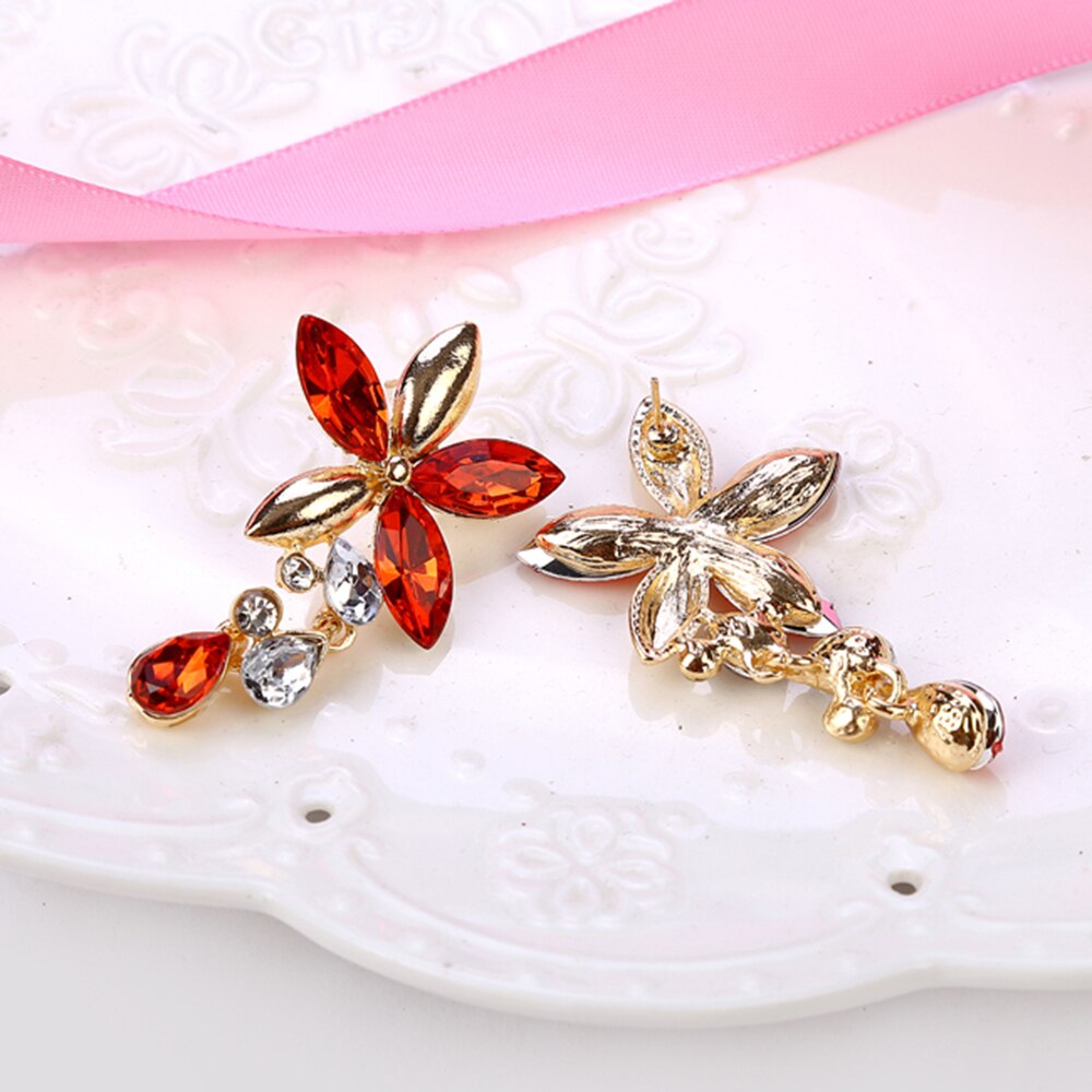 Bunte Blume Kubikzirkonia Halskette Ohrringe Schmuckset Set