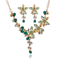 Bunte Blume Kubikzirkonia Halskette Ohrringe Schmuckset Set