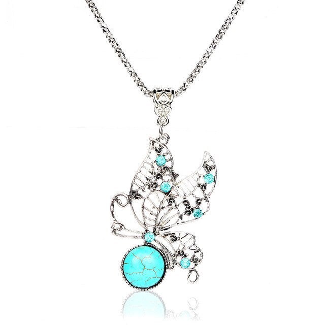 Vintage Butterfly Fashion Halskette Ohrring Schmuckset