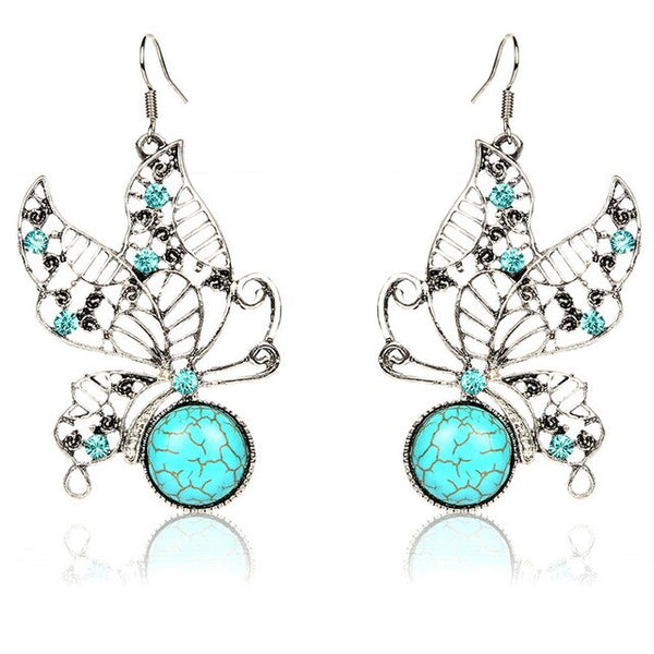 Vintage Butterfly Fashion Halskette Ohrring Schmuckset