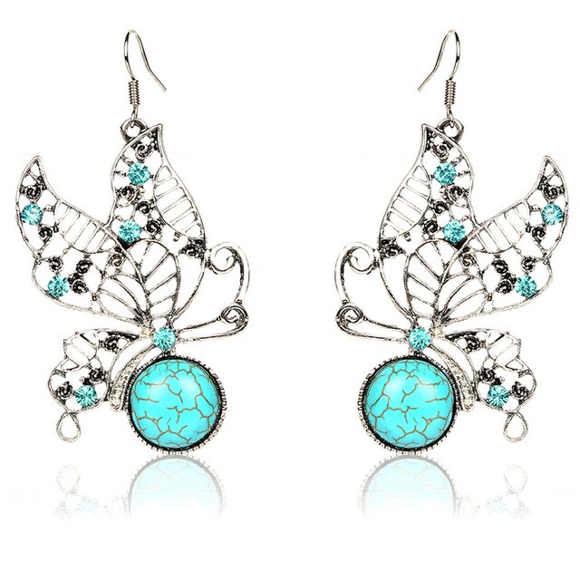 Vintage Butterfly Fashion Halskette Ohrring Schmuckset