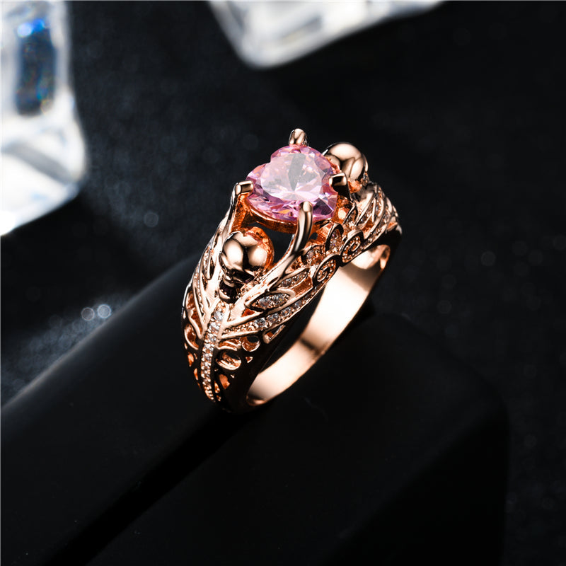 Schädel Und Kubikzirkonia  Herz  Vintage  Ring