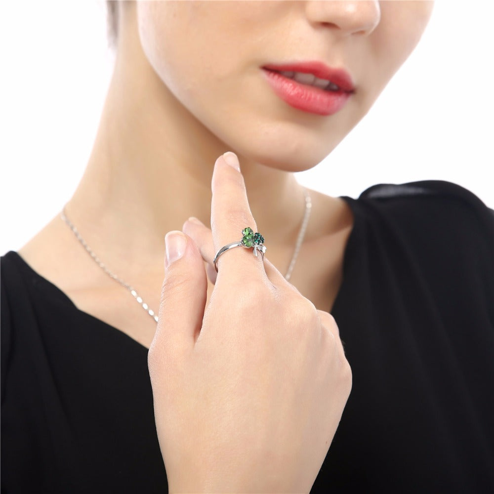 Österreichische Kristall  Und Strasssteine Vier Blatt  Klee  Verlobungsring