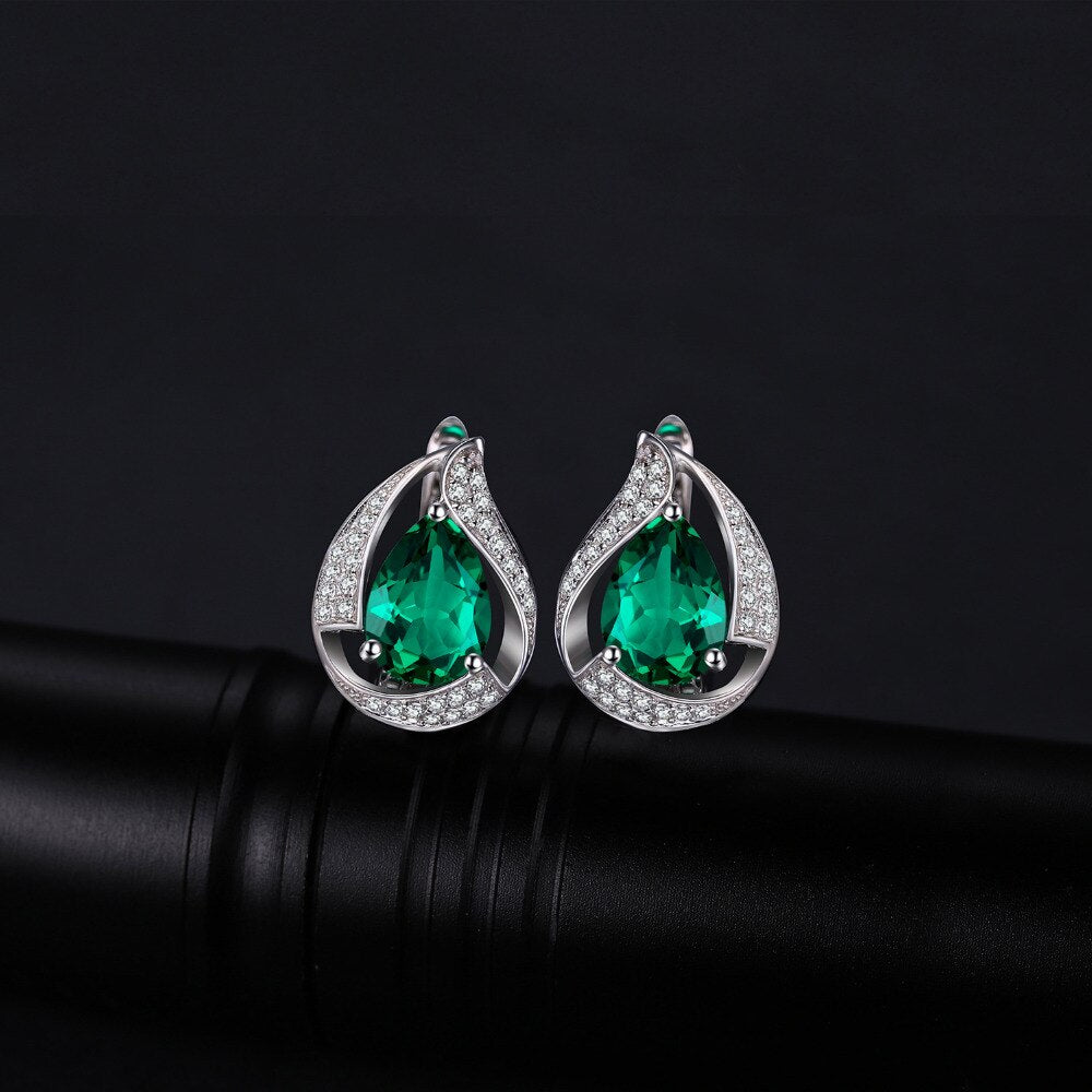 925 Sterling Silber Green Water Tropfen Erzeugt Smaragdohrringe