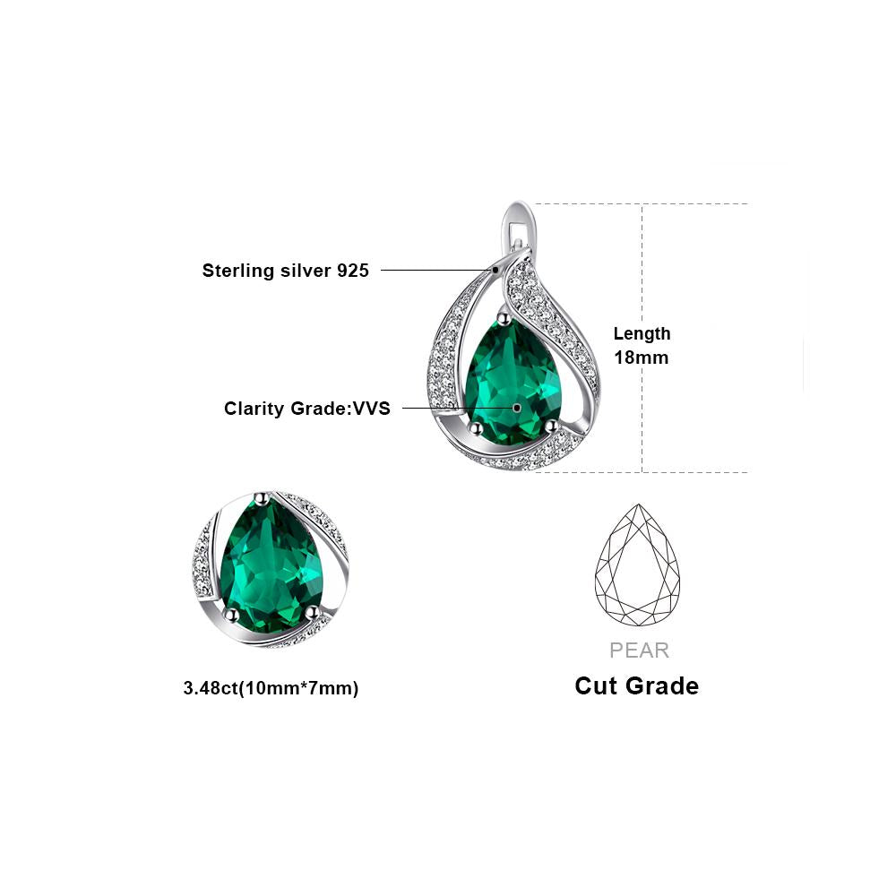 925 Sterling Silber Green Water Tropfen Erzeugt Smaragdohrringe