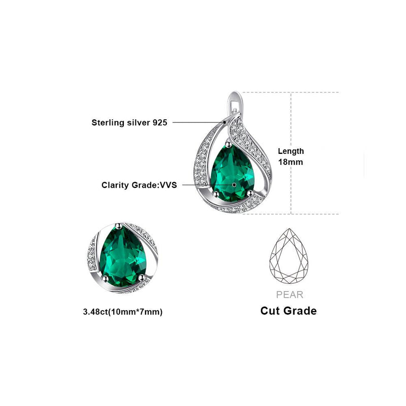 925 Sterling Silber Green Water Tropfen Erzeugt Smaragdohrringe
