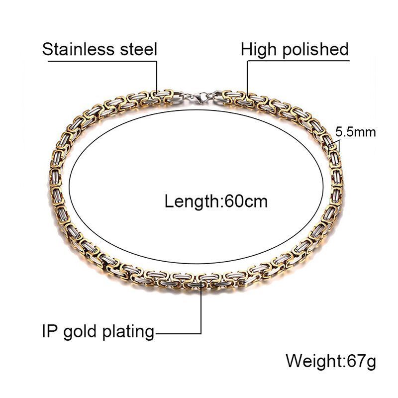 Gebetskreuzanhänger Des Schwarzen Gold  Lordkette Mit Byzantinischer Linkkette Halskette