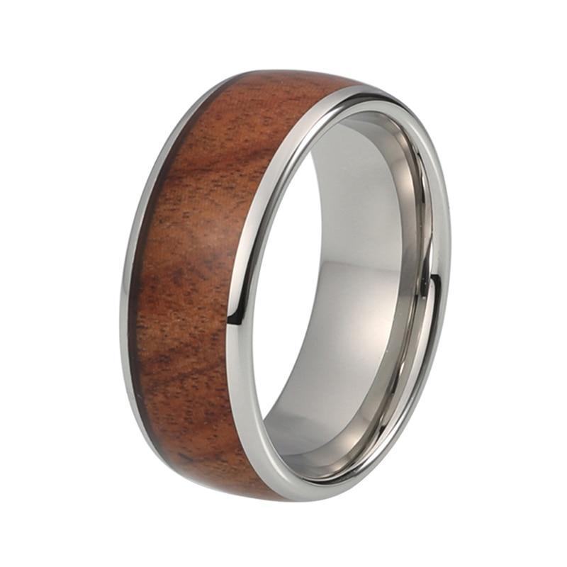 8 mm Großer Wolframkarbid Mit Koa Wood Inlay