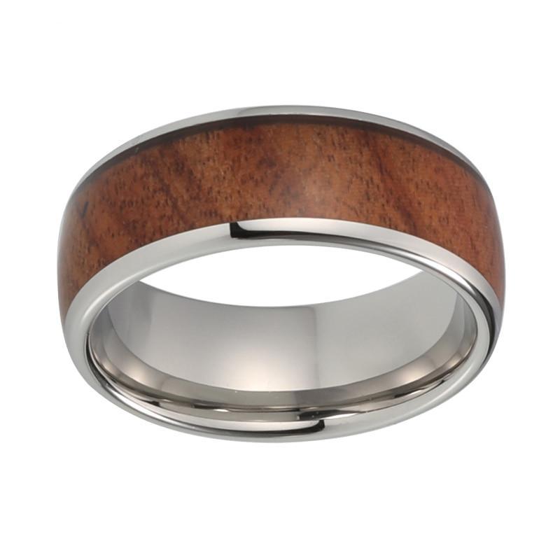 8 mm Großer Wolframkarbid Mit Koa Wood Inlay
