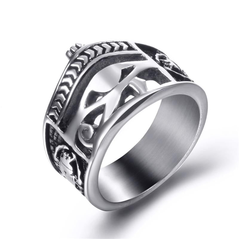 Ägyptisches Edelstahl Ägyptisches Auge Des Horus  Vintage  Ringmänners S Schmuck