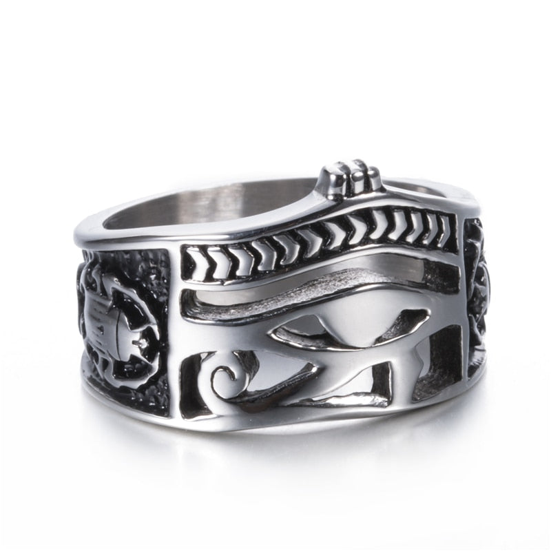 Ägyptisches Edelstahl Ägyptisches Auge Des Horus  Vintage  Ringmänners S Schmuck