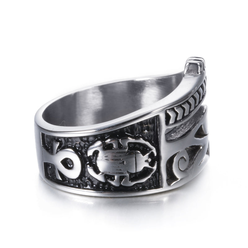 Ägyptisches Edelstahl Ägyptisches Auge Des Horus  Vintage  Ringmänners S Schmuck