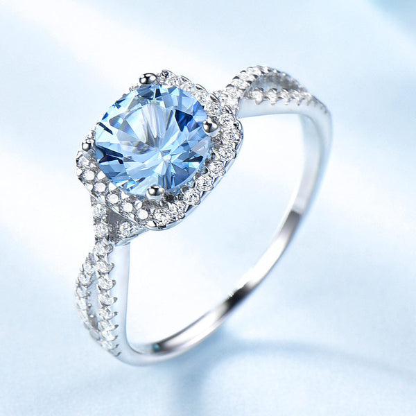 Sky Blue Topaz 925 Sterling Silber Engagement Ring