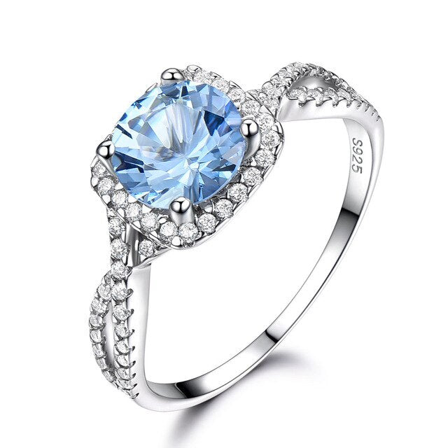 Sky Blue Topaz 925 Sterling Silber Engagement Ring