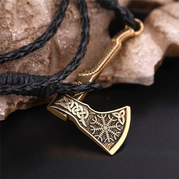 Vintage Multilayer Nordic Viking Axe Leder Armreif Armband