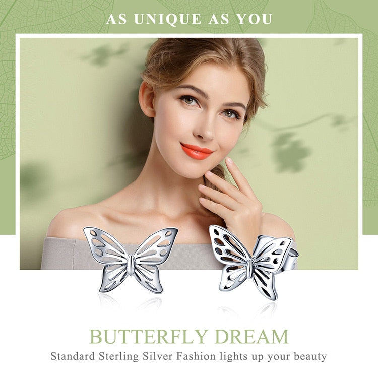 925 Sterling Silber Dreamy Butterfly Stud Ohrringe Für Frauen