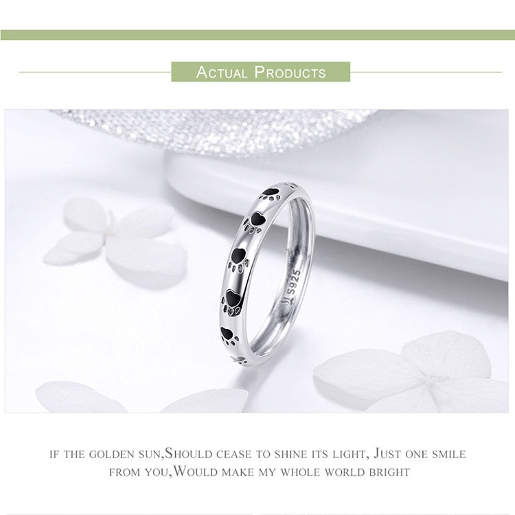 925 Sterling Silber Hundepfoten Drucke Ring Frauen Schmuck