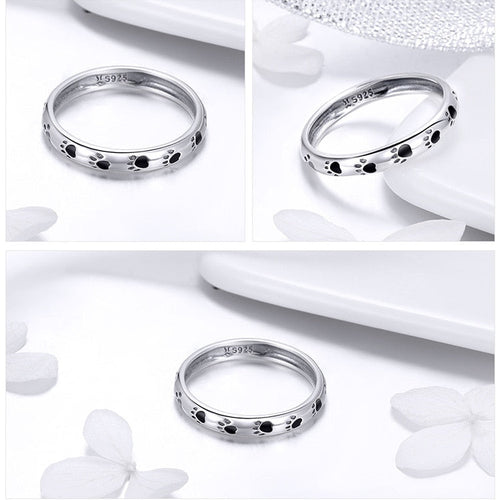 925 Sterling Silber Hundepfoten Drucke Ring Frauen Schmuck