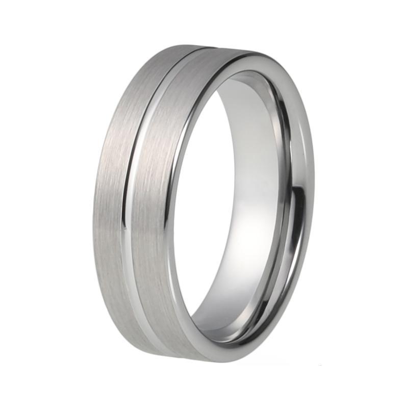 6 mm Silberne Gebürstete Matte Wolfram  Carbid  Ring Hochzeit Engagement Band