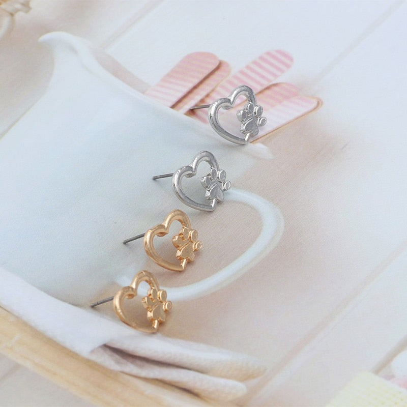 Herz Mit Pfotenohrohrringen Frauen Schmuck